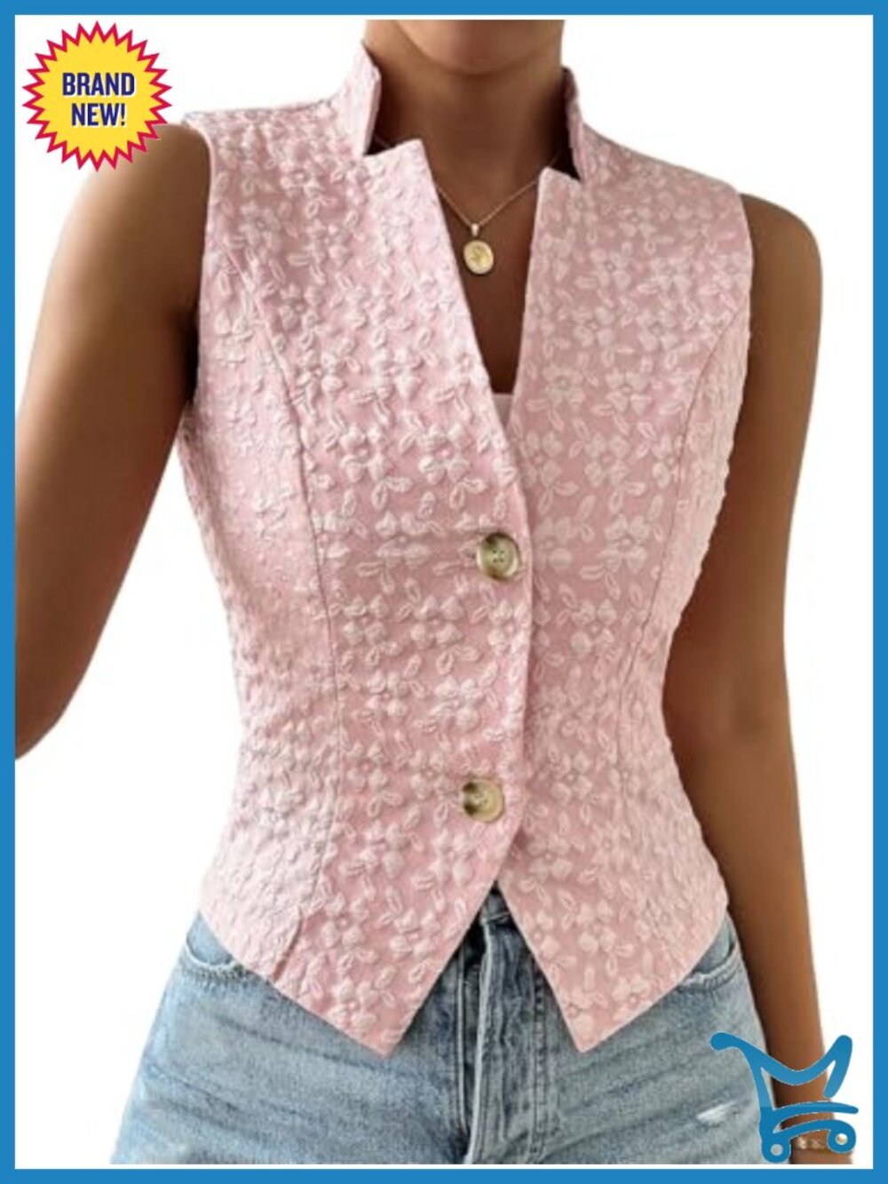 Floral Lightweight Knit Vest Top - Sleeveless Blazer Vest Business Casual Work